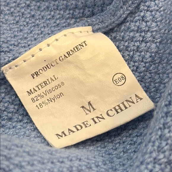 Medium Blue Button-Up Henley Women's Top - Picture 6 of 6